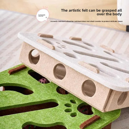 Pet Cat Toys Felt Puzzle Box Interactive Exercise Hunting Game For Indoor Cats Sports Accessories Entertainment