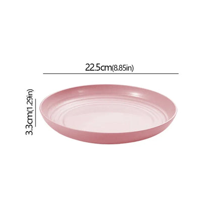 Wheat Straw Solid Color Round Plates Salad Dessert Dinner Reusable Microwave Safe Anti Fall And Shatter Plates Fruit Plate