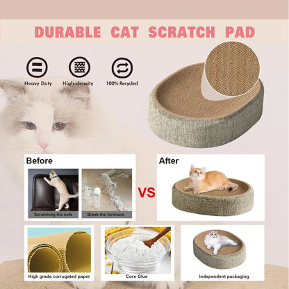 Oval Shaped Scratch Pad For Cats Sisal Scratching Cat Bed Multipurpose Pet Sleeping Mat Wear-Resistant Cat Scratch Bed Nest  ﻿