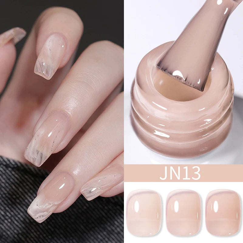 BORN PRETTY 10ml Wine Red Glitter Jelly Nude Gel Nail Polish Soak Off Translucent Color UV Light Cure for Nail Art DIY at Home