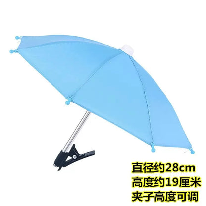 Mini Phone Sunshade Umbrella Car Accessory Motorcycle Phone Holder Cute Craft Car Decor Portable Waterproof Bracket Umbrella