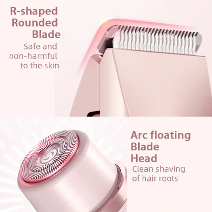 Dual Head Hair Removal for Women Portable Float Blade R-shaped Head Wet Dry Use Waterproof Painless Facial Trimmer Body Epilator