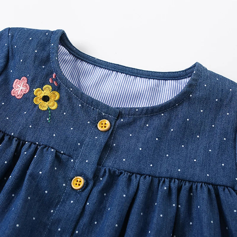 Little maven Children's Clothing 2024 Autumn Spring Baby Girls Kids Clothes Long Sleeves Cartoon Bees Dress with Pockets Cotton