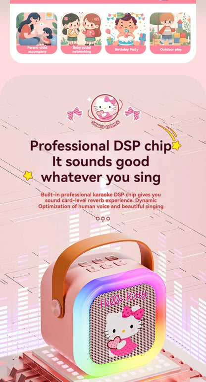 Sanrio Bluetooth Speakers ML07 Karaoke Machine Portable Speakers Bluetooth with Mic LED Light Machine Home Family Singing Gift