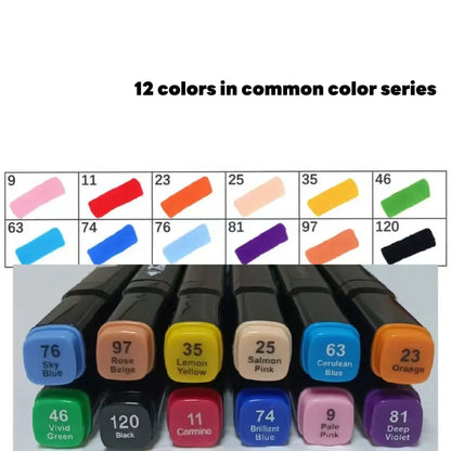12 Colors Alcohol Based Markers Set Dual Tip Sketching Drawing Markers Animation for Adults Kids Painting School Supplies
