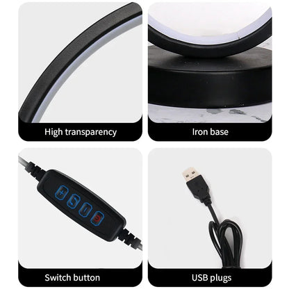 Slaapkamer Ringlamp Woonkamer Driekleurig Dimbare Bedlampje Led Nachtlampje Ambient Light Desk Nightstand Table Accessories