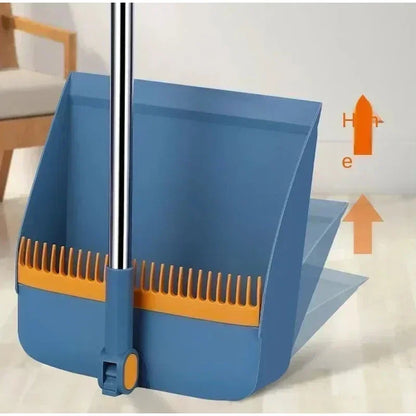 Household Broom Dustpan Combo Set Soft Bristle Broom Strips Nonstick Hair Folding Storage Not Taking Up Space