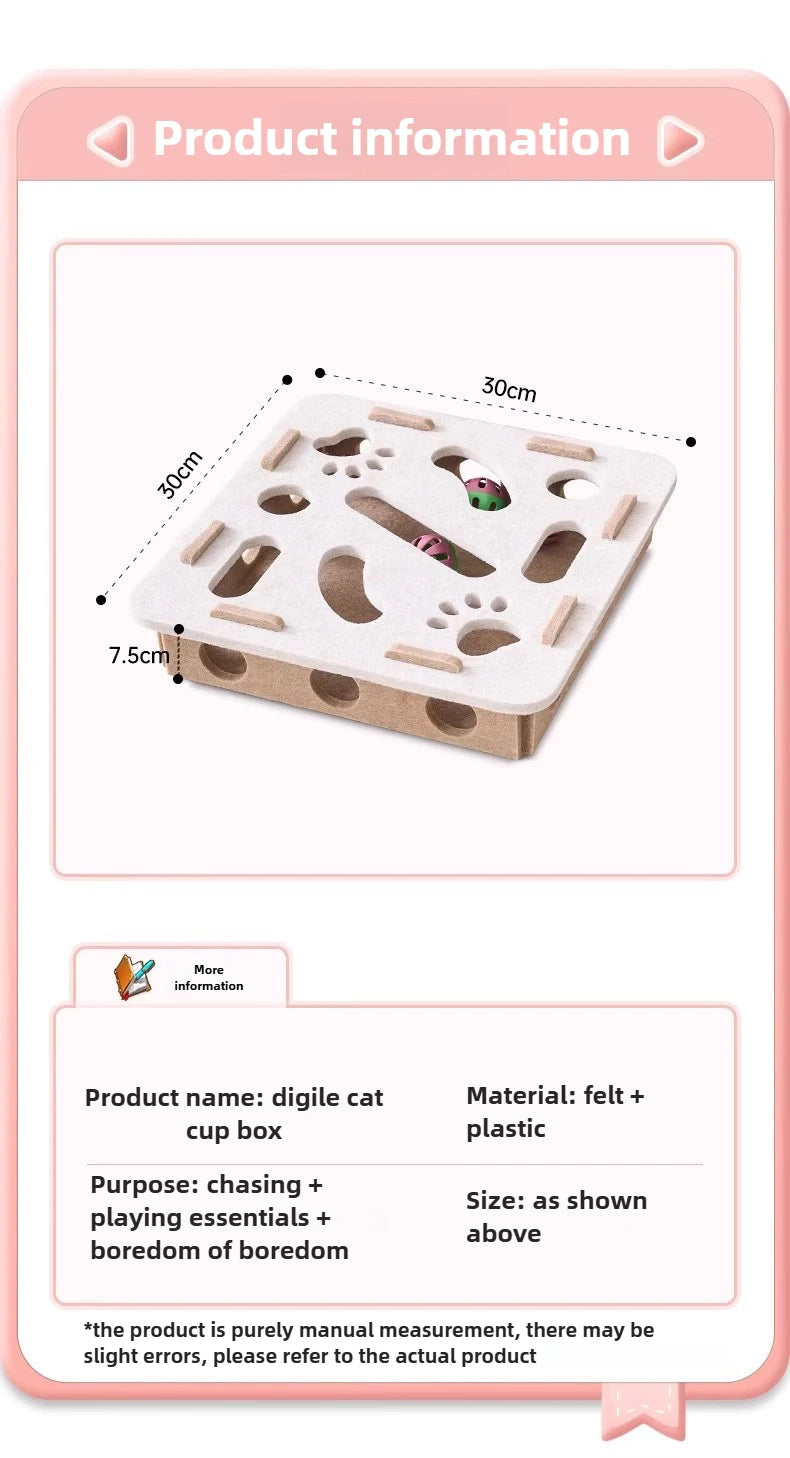 Pet Cat Toys Felt Puzzle Box Interactive Exercise Hunting Game For Indoor Cats Sports Accessories Entertainment