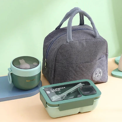 850/1100ml Portable Lunch Box Outdoor Picnic Bento Box with Soup Bowl Tableware Thermal Bag Microwavable Heating Meal Box