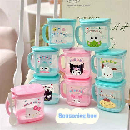 Sanrio Hello Kitty Kitchen Seasoning Box Kuromi Melody Cinnamoroll Msg Salt Sugar Jar Household Seasoning Jar Storage Box