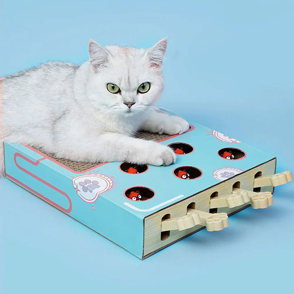 Cat Toy Whack-a-Mole Cat Scratching Board Toy Grinding Claw Rest Play Funny Cat Interactive Multifunctional Cat Supplies
