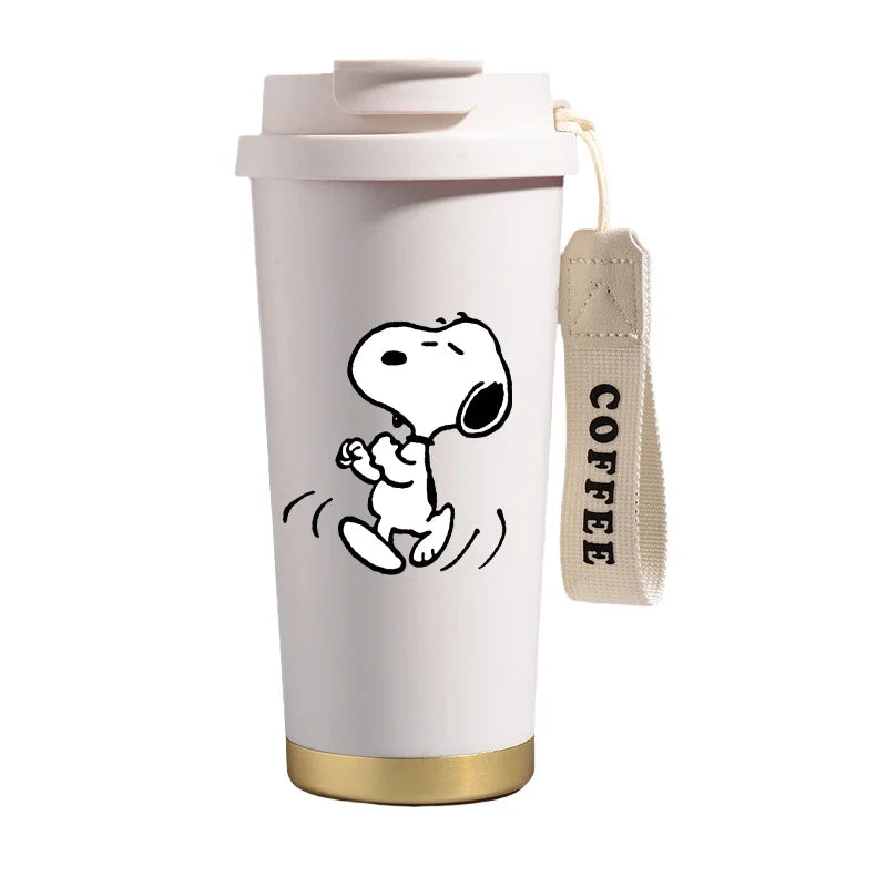 500ml Snoopys Stainless Steel Insulated Water Bottle Anime Kawaii Portable Travel Outdoor Car Tea Coffee Mug Cold Thermos Cup