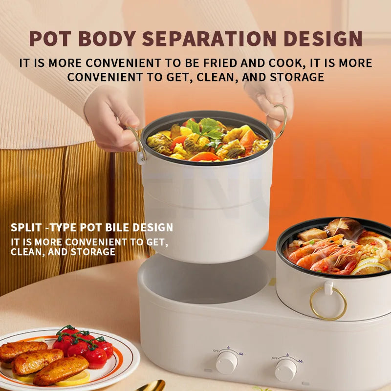 Electric Hot Pot Split -Shaped Electric Cooker Frying All -in -one Cooking Pot Multifunctional Electric Boiled Pot