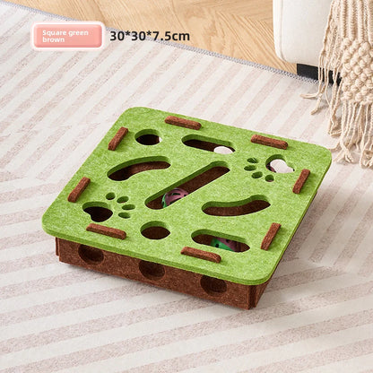 Pet Cat Toys Felt Puzzle Box Interactive Exercise Hunting Game For Indoor Cats Sports Accessories Entertainment