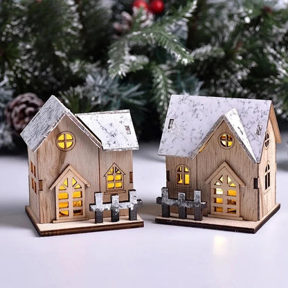 Wooden Cabin with LED Lights, Christmas Ornaments, Family Christmas Decorations, Christmas Cabin, Children's Gifts