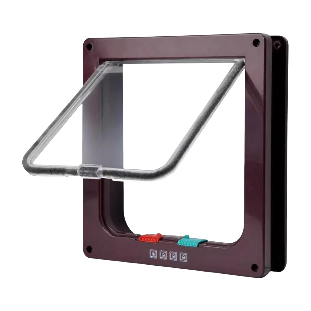ABS Plastic Small Pet Gate with 4 Way Security Lock Transparent Thin Cat Door Pet Doors and Sliding Door Weatherproof Cat Flap