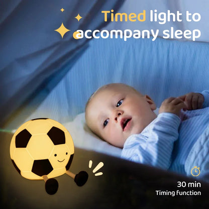 Football Silicone Night Light Rechargeable Sleeping Night Lamp with 3 Level Dimmable Nursery Bedside Lamp For Room Decor