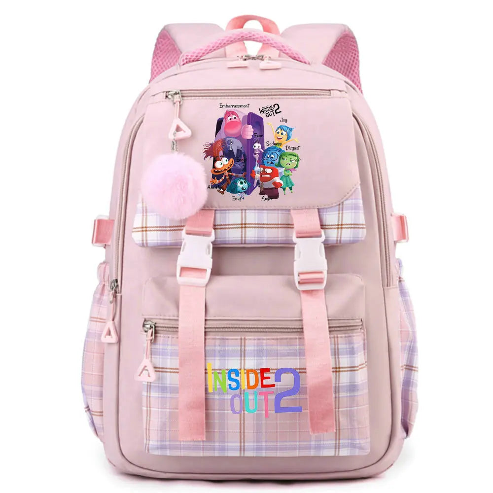 Inside Out 2 Girls Anime Cute Backpack Boy Cartoon Printed Schoolbag Children Large Capacity Book Bag Kids Shoulders Bag
