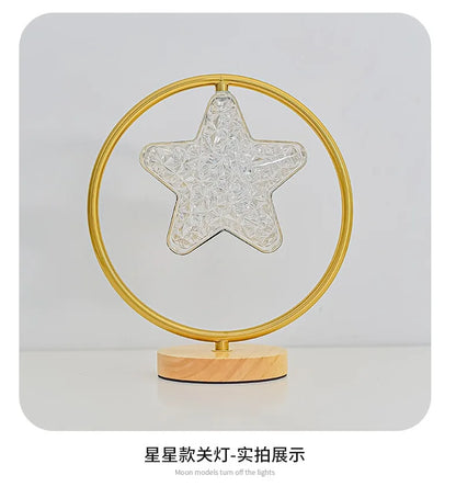 Moon Star Mini Bedside Living Room Desk Pendant Decorative Ins Hot 3 Color Warm White Light Lamp