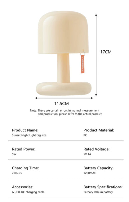 LED Touch Table Lamp Sunset Night Light USB Rechargeable Desk Lamp Creative Atmosphere Light for Bedside Bedroom Bar Living Room
