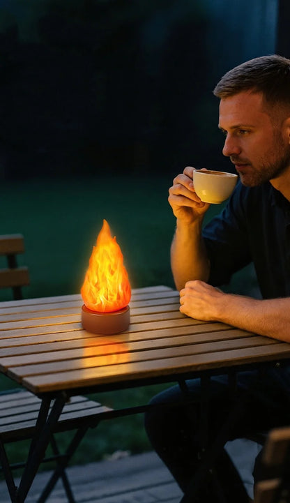 Hanging Fake Fire Lamp 3D Rechargeable Night Light Cozy Lighting 3 Mode LED Fireplace Candles Apartment Patio Outdoor Camp Decor