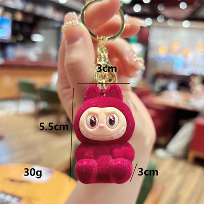 New Flocking Fabric Keychain Pendant Cute Blind Box Internet-famous Doll Student Bag Pendant
