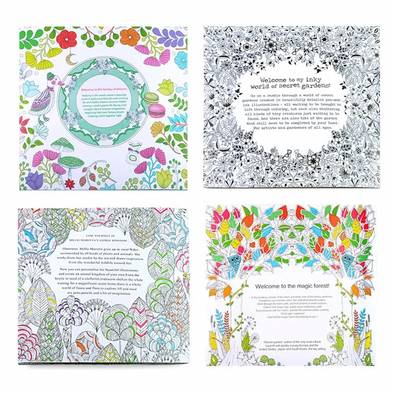 24 Pages Coloring Book for Children Adult Relieve Stress Kill Time DIY Painting Drawing Book Painting Kids Educational Toys