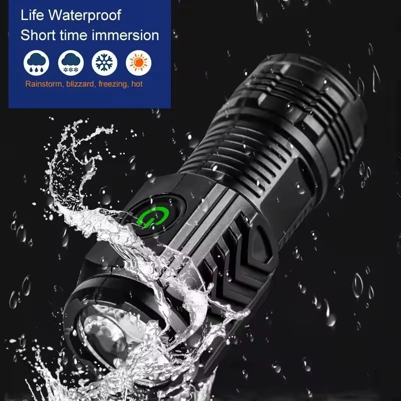 New Ultra Powerful Flashlight 3 Core LED Mini Tactical Flashlight USB Rechargeable High Power Torch With Magnet Hand Lamp