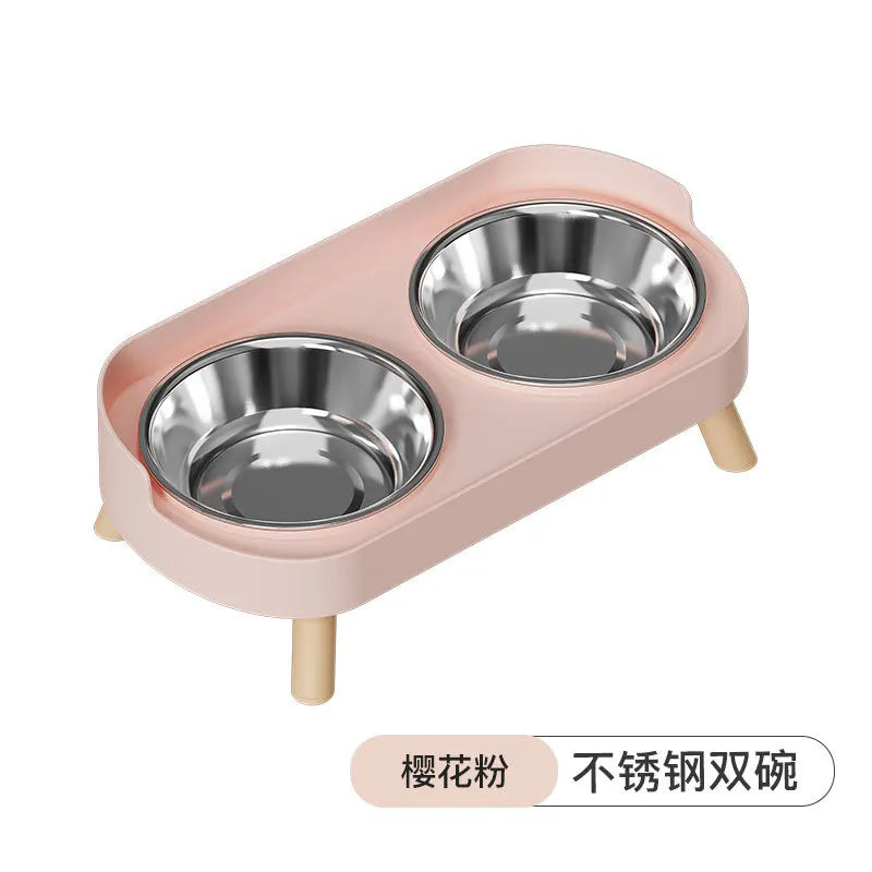 Pet Bowl PP Plastic Double Bowl Anti-killing Bowl Water and Grain Integrated Dog Bowl Cat Dog Water and Grain Bowl