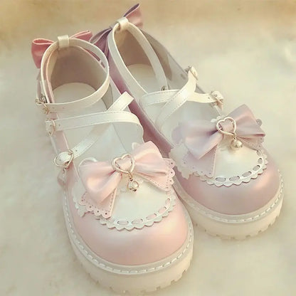 2025 New Autumn Lolita Shoes Bow Cute Soft Girl Wild College Style JK Uniform Round Head Small Leather Shoes Kawaii Shoes