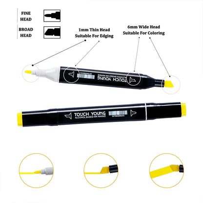 Dual Tip Alcohol Markers Brush Fine Tip Artist Painting Professional Sketch Marker Pen Graffiti Manga Drawing Tools Art Supplies