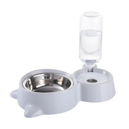 Pet food bowl, food container with automatic water storage and equipped with pet water dispenser 2-in-1 cat bowl water dispenser