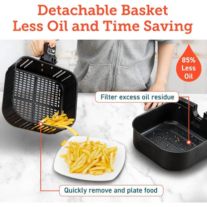 High quality 12-in-1 Air Fryer 5.8QT,Toast,Bake,Nutrition Facts for 100+ In-App Recipes,Detachable Square Basket,Dishwasher Safe