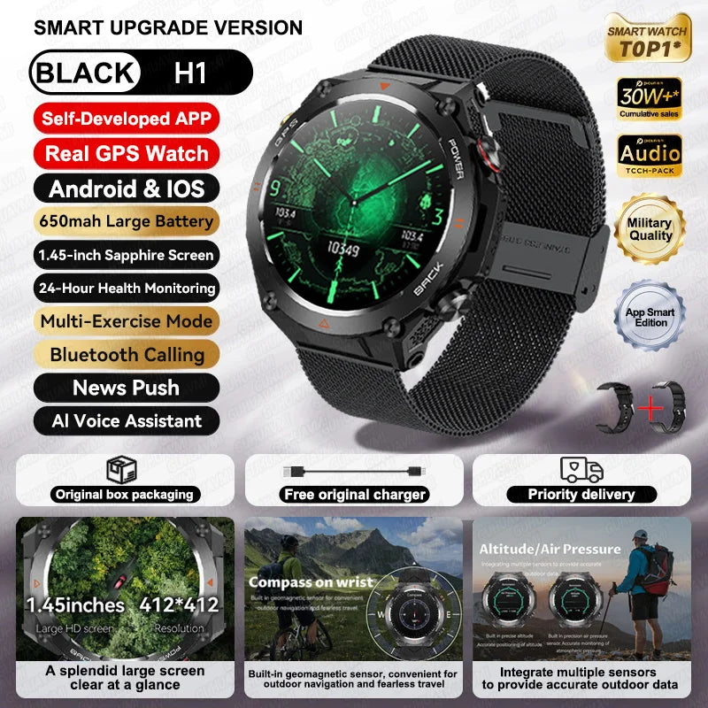 2025 New For Xiaomi GPS Sports Smart Watch Men Waterproof Fitness Trackr Bluetooth call 650Mah Battery Smartwatch Woman Bracelet