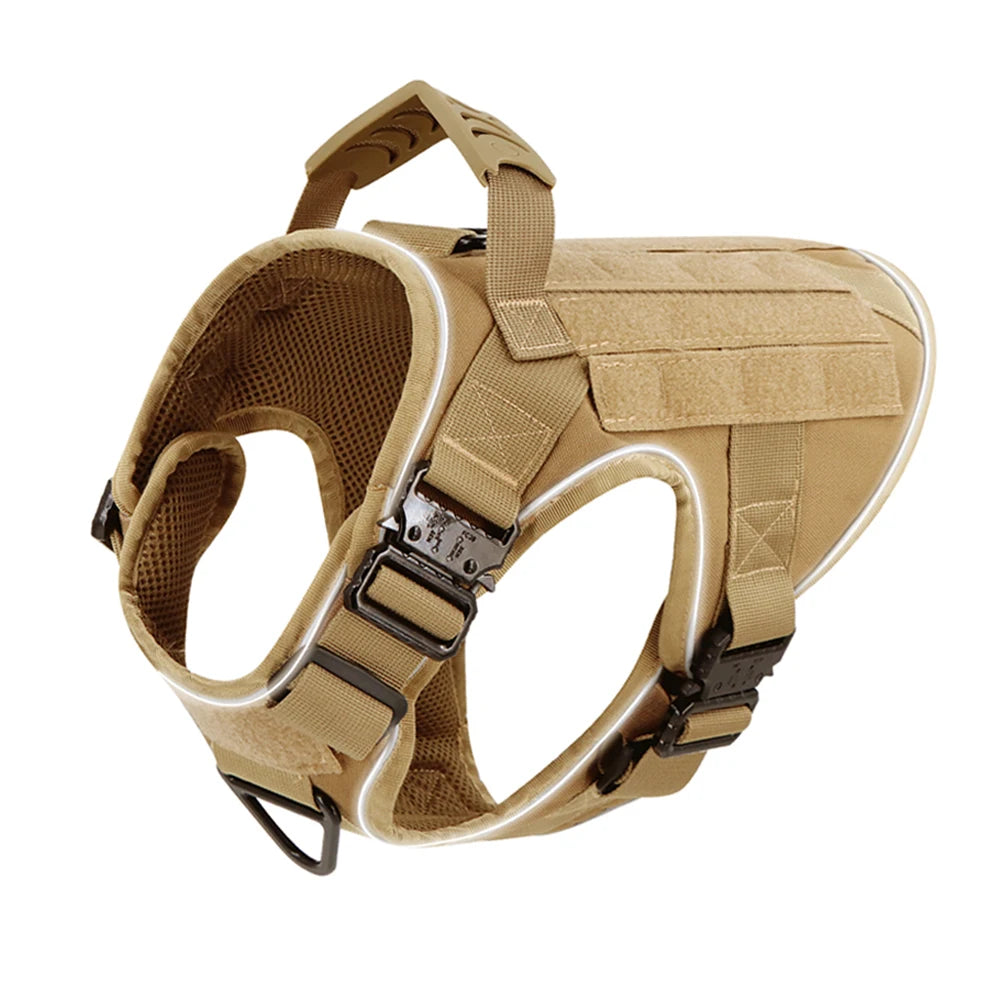 4 Metal Buckles Dog Harness Reflective Military Tactical Pet Training Walking Vest Soild Harnesses with Handle For Large Dogs