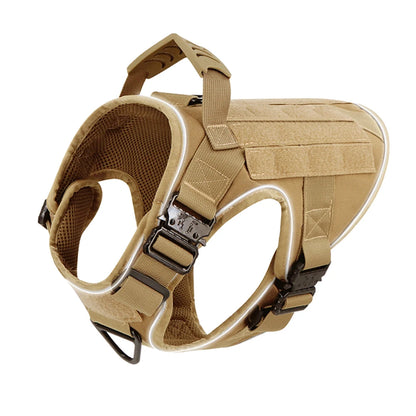 4 Metal Buckles Dog Harness Reflective Military Tactical Pet Training Walking Vest Soild Harnesses with Handle For Large Dogs