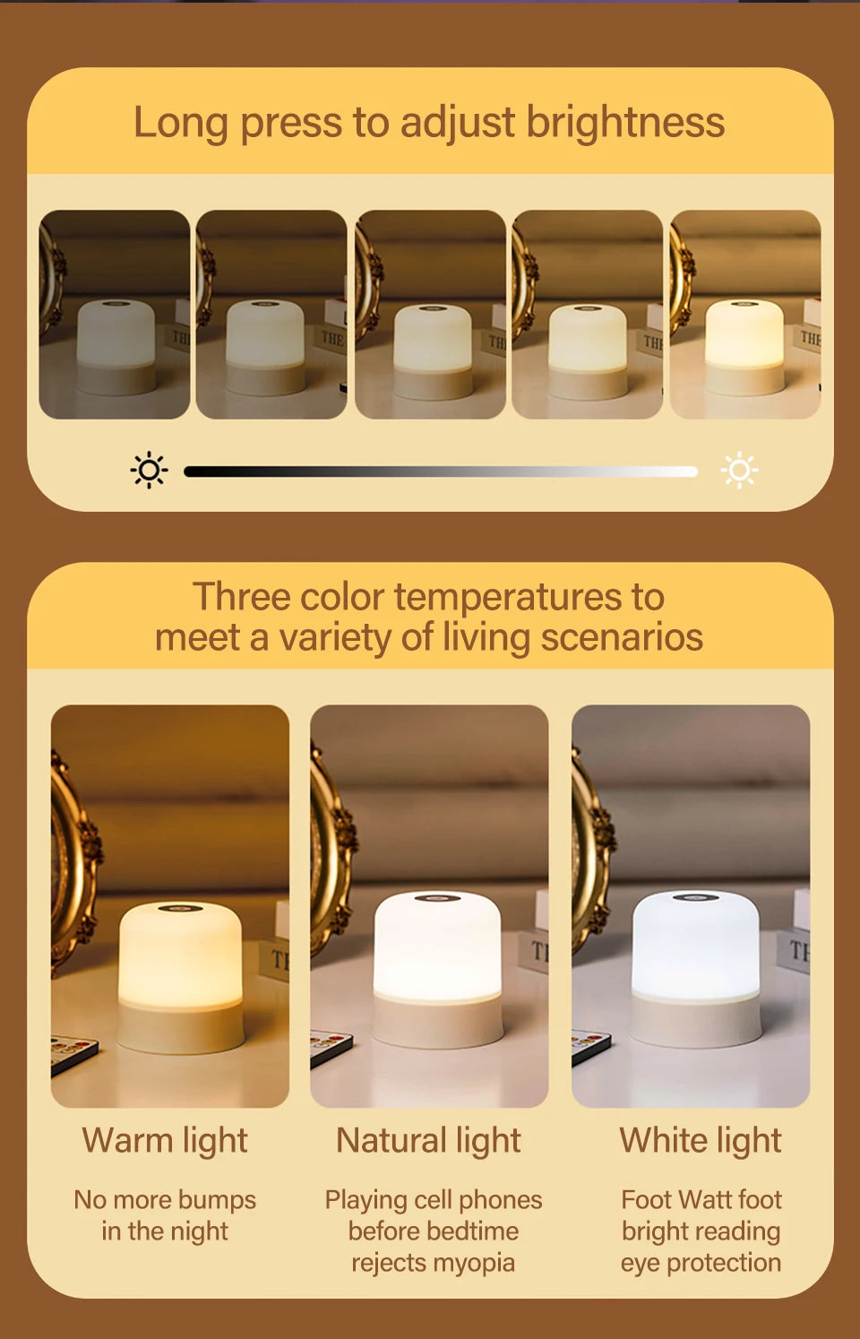 Touch LED Night Light USB Table Lamps Rechargeable Dimmable Bedside Light for Bedroom Decor Home Christmas Gift Child Night Lamp