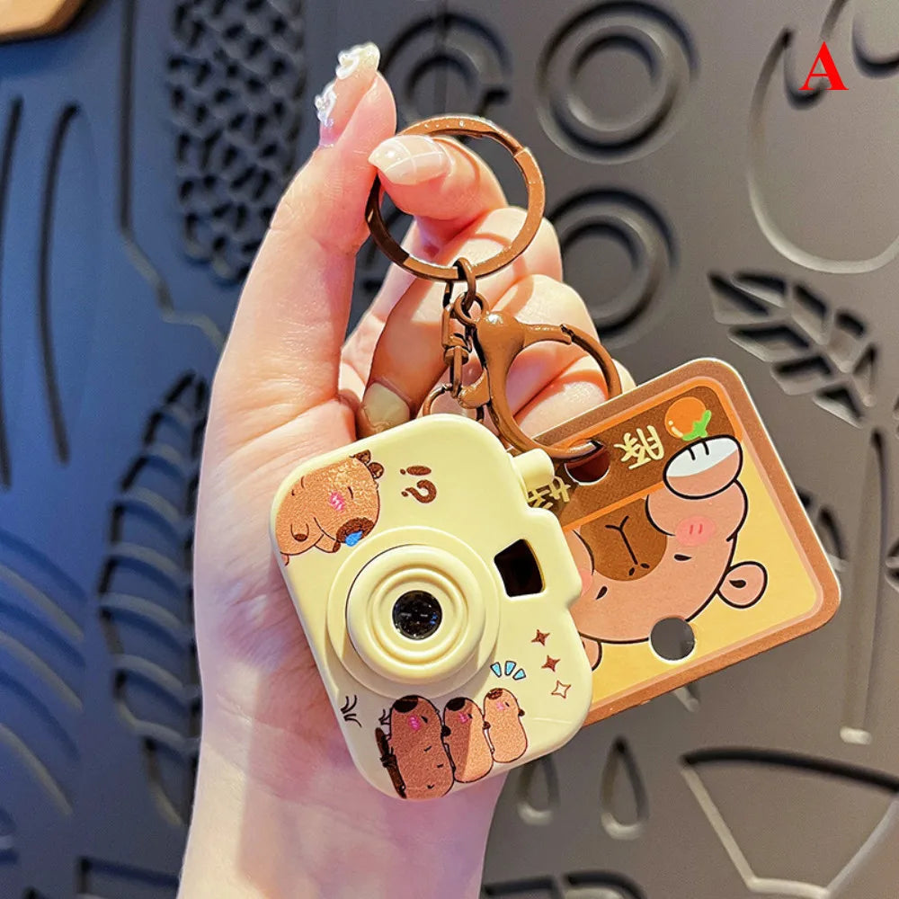 Capybara Luminous Projection Camera Toy Keychain Creative Cartoon Cute Capybara Bag Pendant