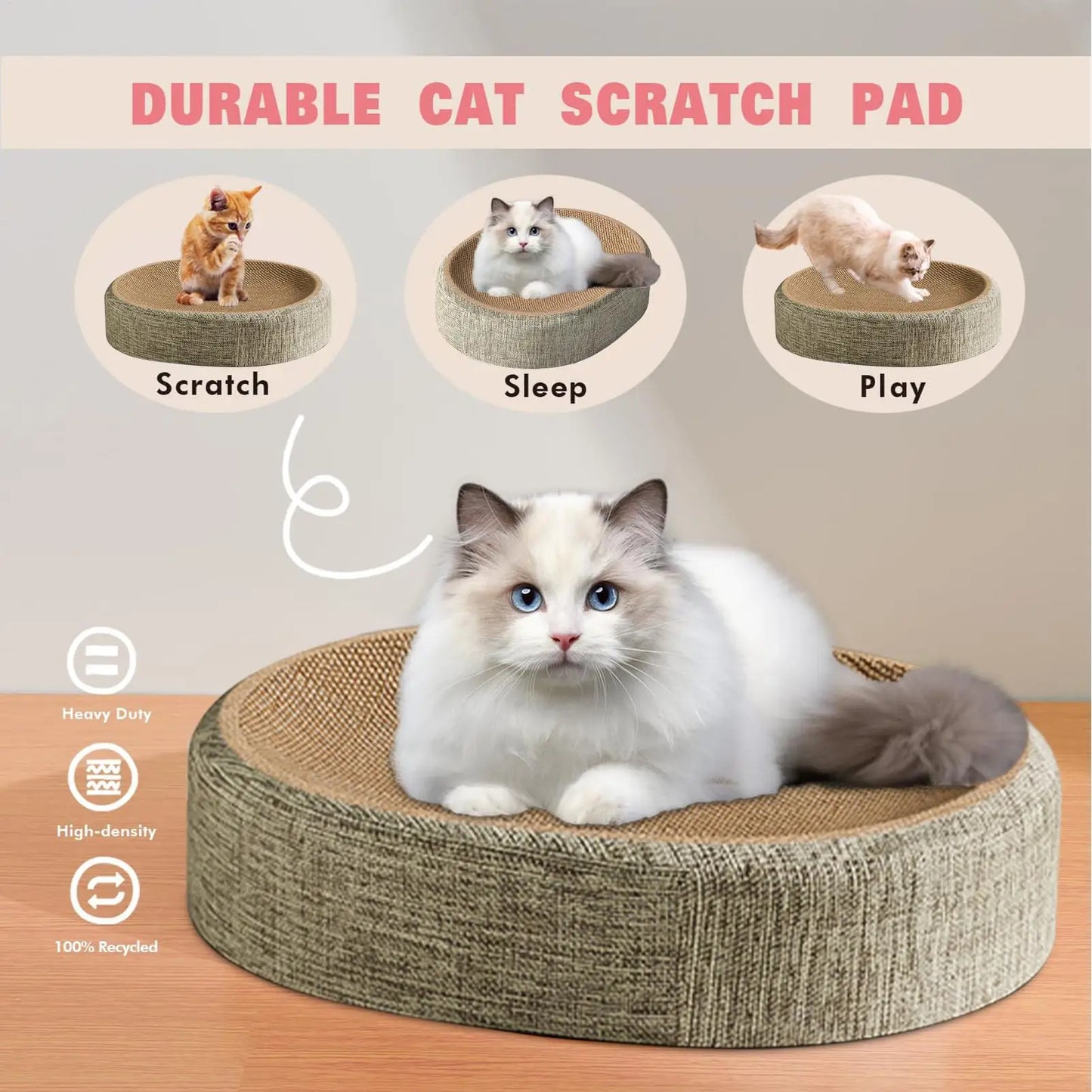 Oval Shaped Scratch Pad For Cats Sisal Scratching Cat Bed Multipurpose Pet Sleeping Mat Wear-Resistant Cat Scratch Bed Nest  ﻿