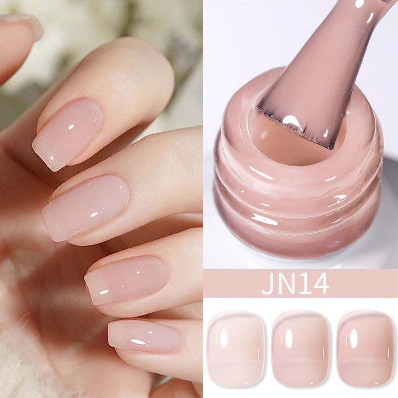 BORN PRETTY 10ml Wine Red Glitter Jelly Nude Gel Nail Polish Soak Off Translucent Color UV Light Cure for Nail Art DIY at Home