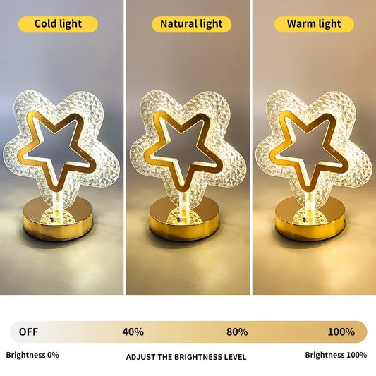 Star Moon Desk Lamp LED Decorative Lighting Night Light USB Rechargeable Bedside Atmosphere Light Moon Star Night Light