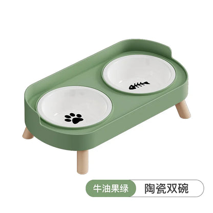 Pet Bowl PP Plastic Double Bowl Anti-killing Bowl Water and Grain Integrated Dog Bowl Cat Dog Water and Grain Bowl