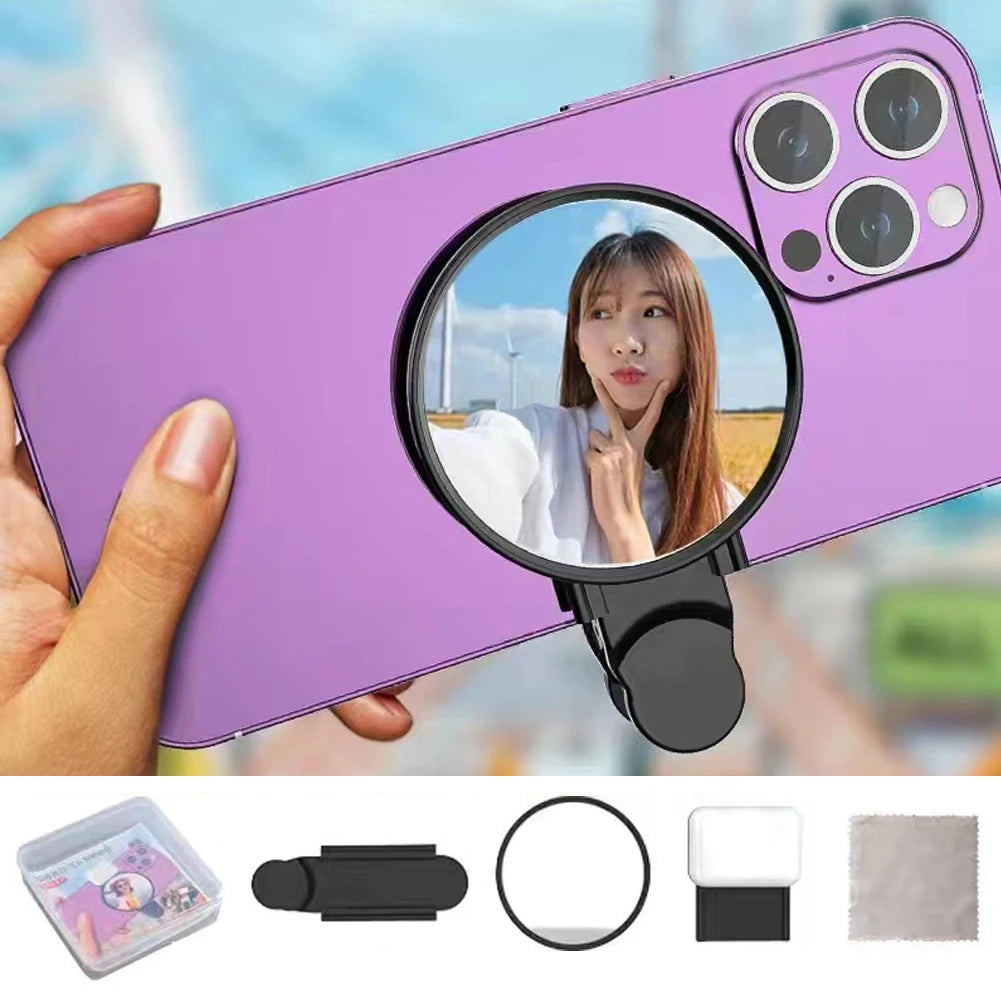 Universal Back Cell Phone Camera Mirror Reflection Shooting Clip Phone Reflection Clip Back Rear HD Lens Selfie Reflector Mirror
