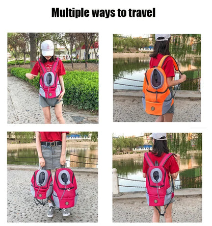 New Double Shoulder Portable Travel Backpack Outdoor Pet Dog Carrier Bag Pet Dog Front Bag Mesh Backpack