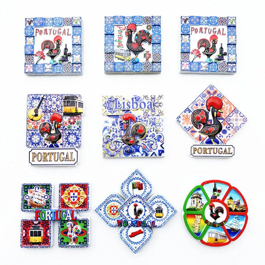 Portugal Fridge Magnets Tourism Souvenir UV Printing Resin Refrigerator Magnets Sticker Collection craft Gift Home Decoration