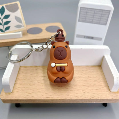 Cute Capybara Keychain Doll Capibala Pendant Cycling Backpack Key Mobile Phone Pendant Accessories Ugly Cute Pvc Soft Rubber