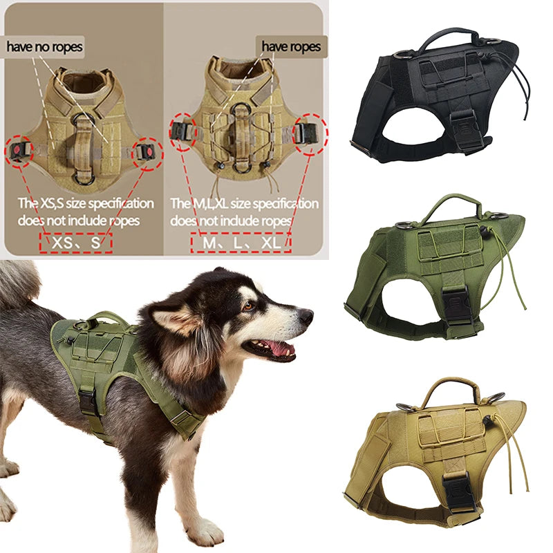 Tactical Training Dog No-Pull Safety Harness Vest Adjustable Dog Vest Harness For Walking Hiking Running For Medium Large Dogs
