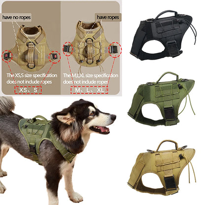 Tactical Training Dog No-Pull Safety Harness Vest Adjustable Dog Vest Harness For Walking Hiking Running For Medium Large Dogs