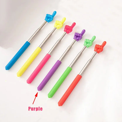 1PC Stainless Steel Teaching Tools Finger Design Whiteboard Pointer Teaching Stick Finger Reading Sticks Handheld Presenter