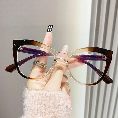 2024 New Cat Eye Glasses Frame Women Fashion Gradient Color Eyeglass Frame Anti Blue Light Glasses Computer Goggles Óculos Gifts
